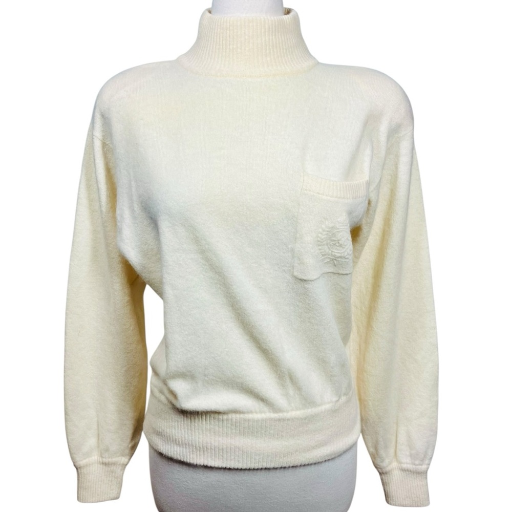 VINTAGE Liz Claiborne Collection Lambswool Angora Rabbit Hair Cream Turtleneck